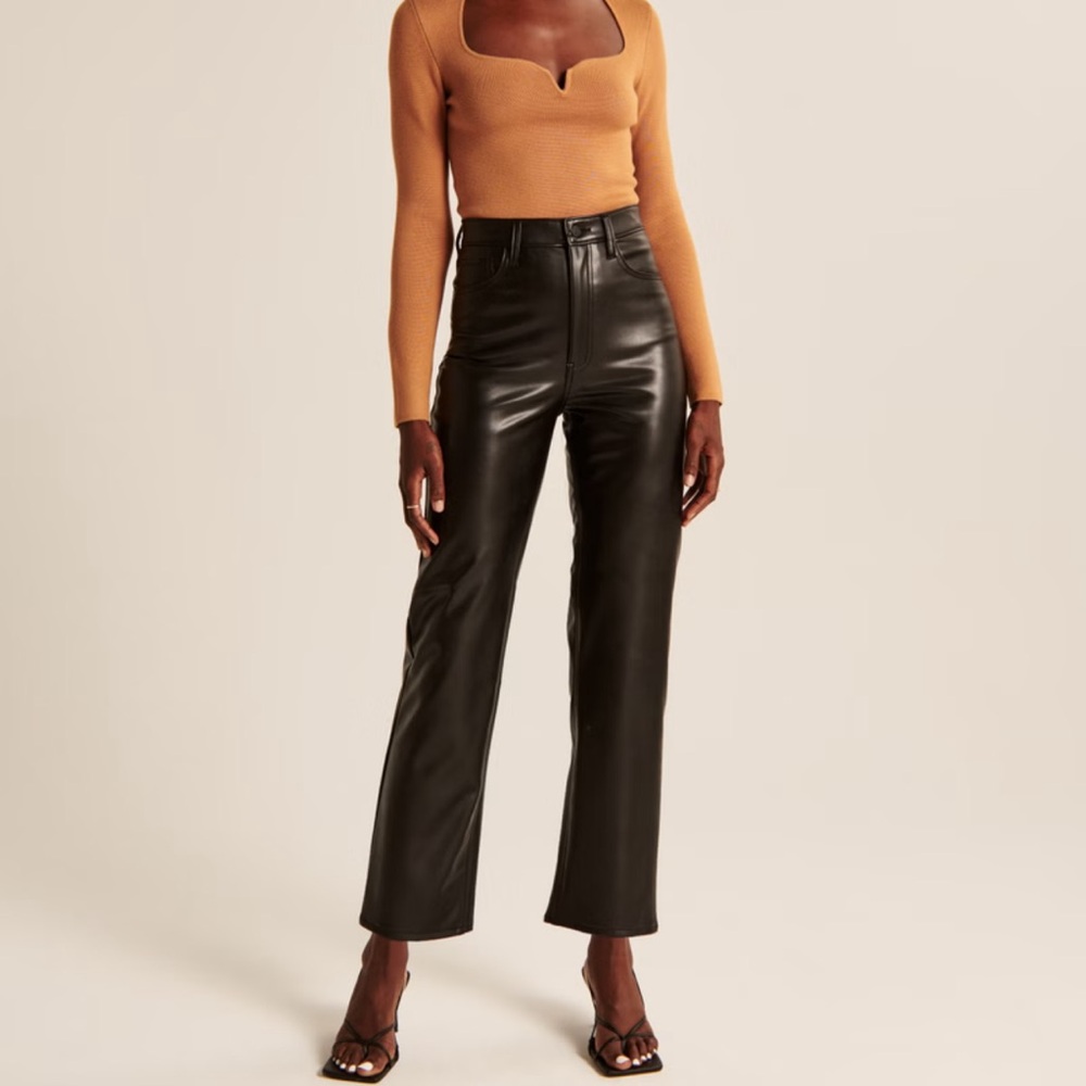 Vegan Leather Ankle Straight Pant